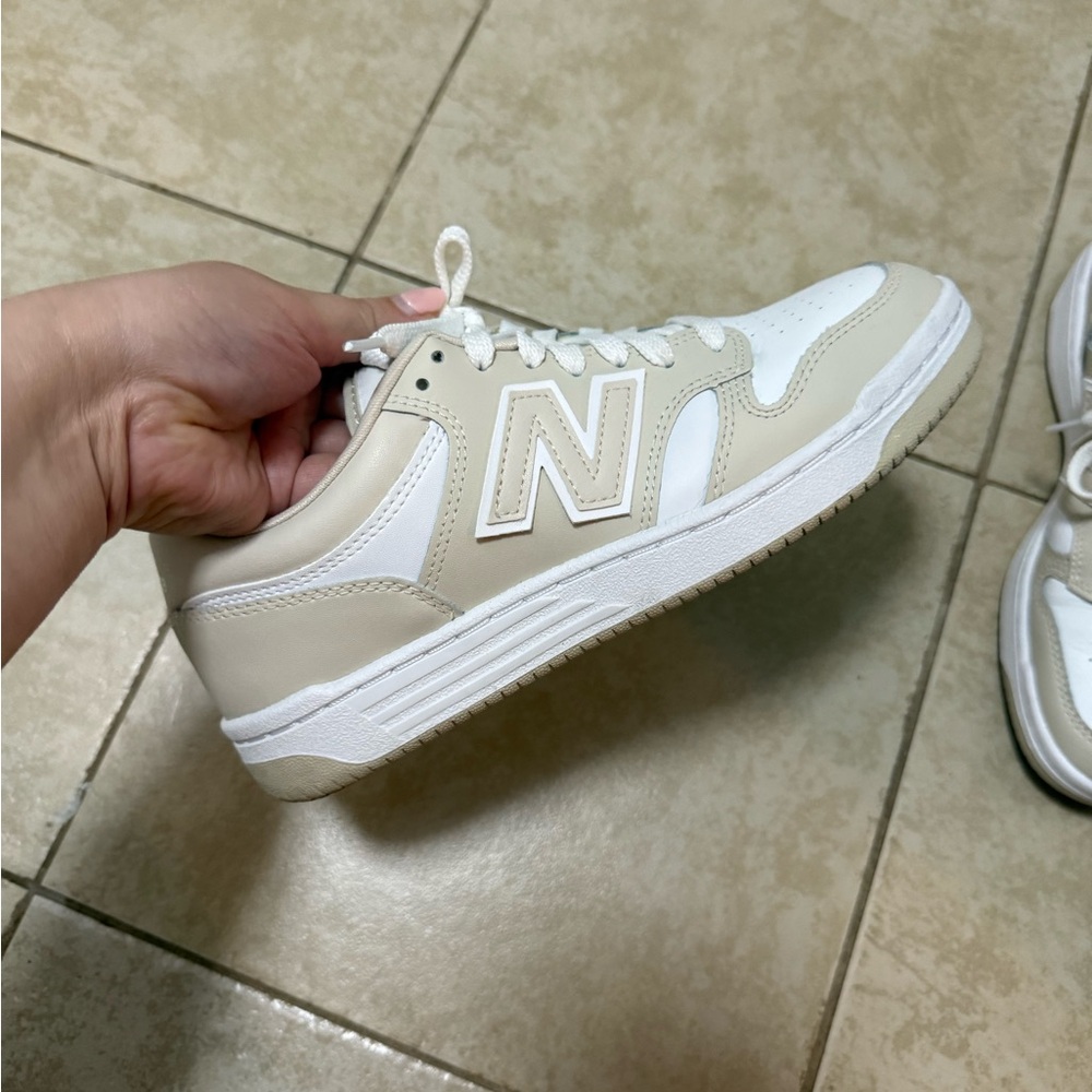 New Balance Cream and White Casual Sneakers